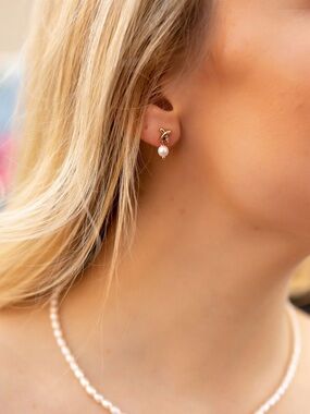 Pearl Drop Gold-Tone Stud Earrings - Women Jewelry